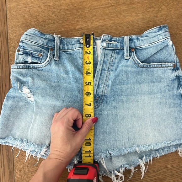 MOTHER Light Blue Distressed Jean Shorts - Picture 5 of 7